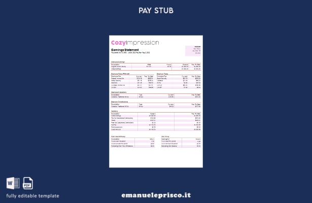 stile verificato Modello di busta paga per azienda di fast fashion